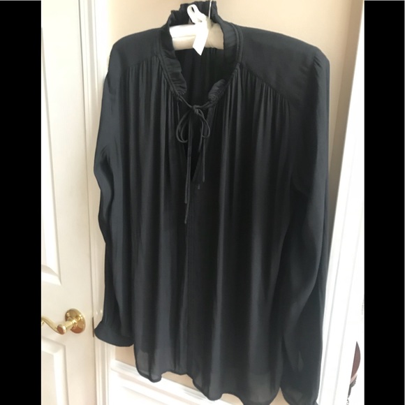 Ann Taylor LOFT Semi-Sheer Tie Neck Blouse - Picture 8 of 8
